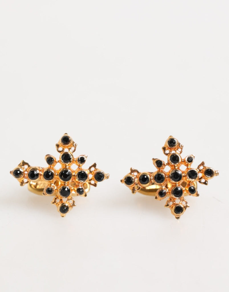 Dolce & Gabbana Gold Tone Brass Cross Crystal Men Accessory Cufflink - Beyzy Store - Dolce & Gabbana