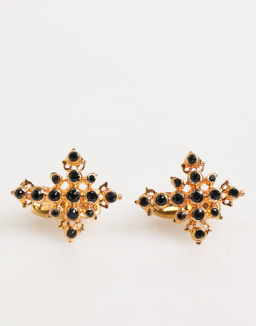 Dolce & Gabbana Gold Tone Brass Cross Crystal Men Accessory Cufflink - Beyzy Store - Dolce & Gabbana