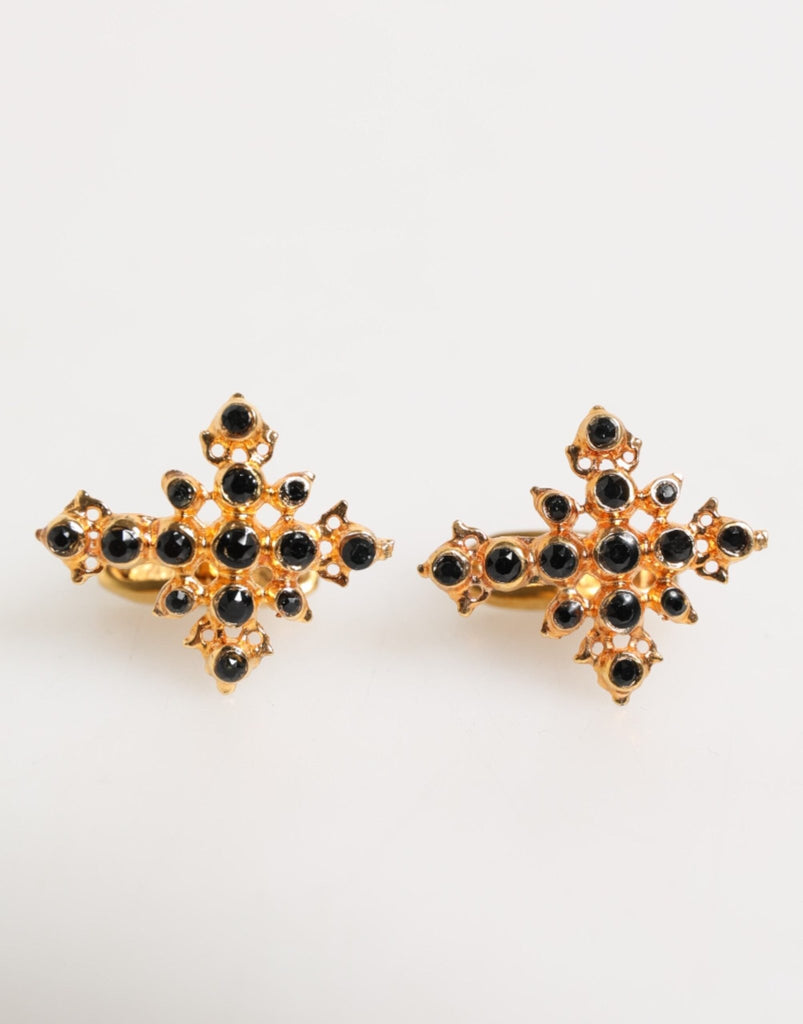 Dolce & Gabbana Gold Tone Brass Cross Crystal Men Accessory Cufflink - Beyzy Store - Dolce & Gabbana