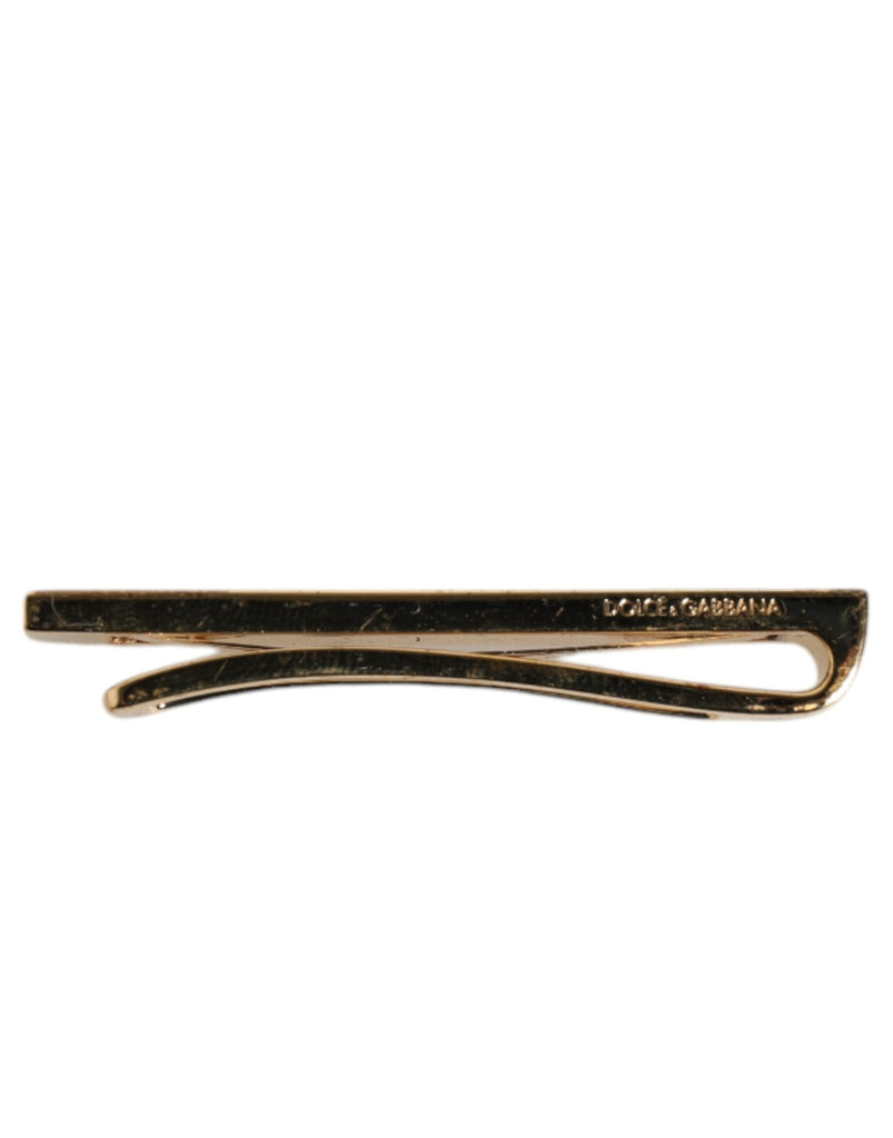 Dolce & Gabbana Gold Tone Brass Crystal Branded Accessory Tie Clip Bar - Beyzy Store - Dolce & Gabbana