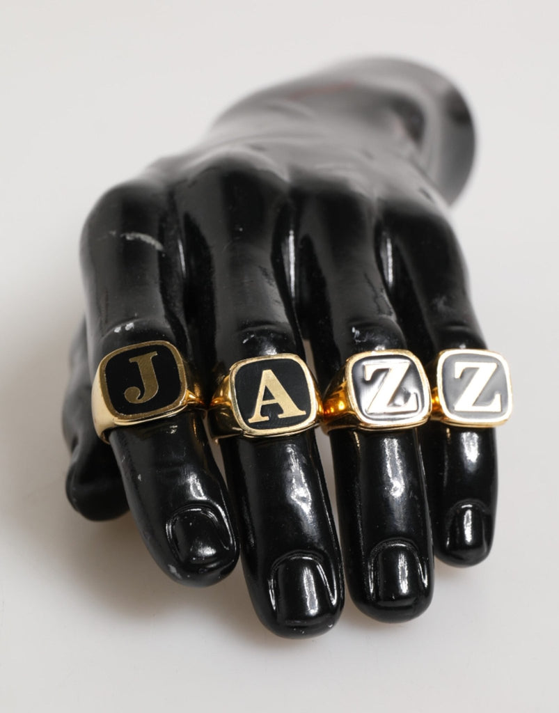 Dolce & Gabbana Gold Tone Brass JAZZ Letter Set 4 Pieces Adjustable Ring - Beyzy Store - Dolce & Gabbana
