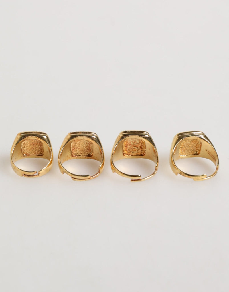 Dolce & Gabbana Gold Tone Brass JAZZ Letter Set 4 Pieces Adjustable Ring - Beyzy Store - Dolce & Gabbana