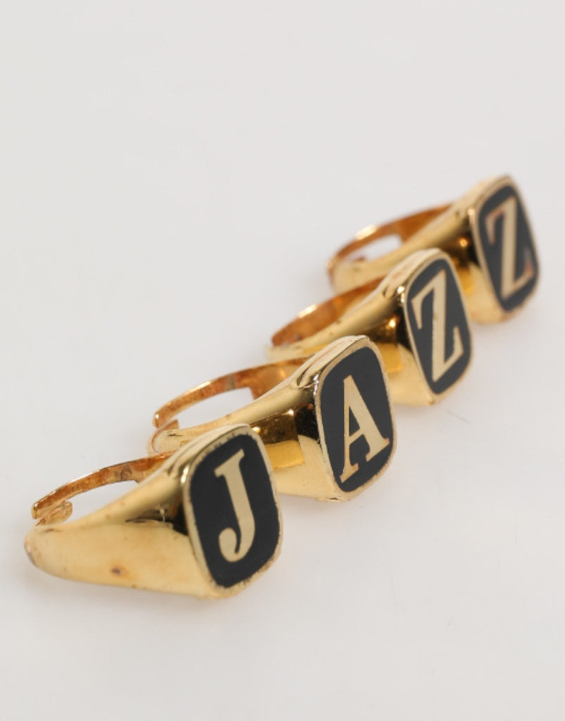 Dolce & Gabbana Gold Tone Brass JAZZ Letter Set 4 Pieces Adjustable Ring - Beyzy Store - Dolce & Gabbana