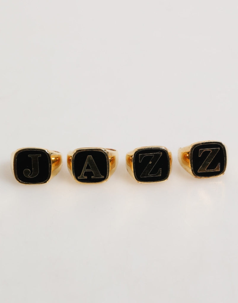 Dolce & Gabbana Gold Tone Brass JAZZ Letter Set 4 Pieces Adjustable Ring - Beyzy Store - Dolce & Gabbana