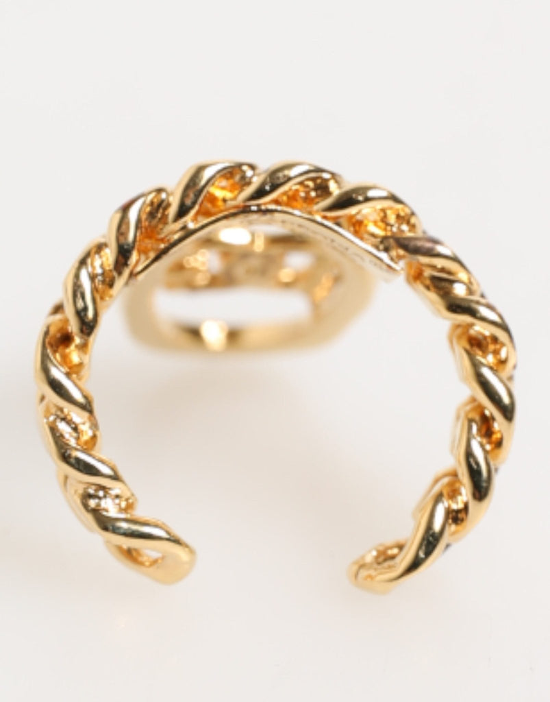 Dolce & Gabbana Gold Tone Brass Oval DG Logo Chain Adjustable Ring - Beyzy Store - Dolce & Gabbana