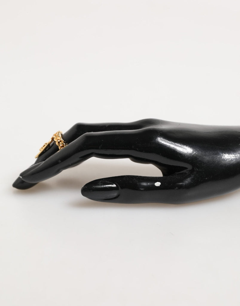 Dolce & Gabbana Gold Tone Brass Oval DG Logo Chain Adjustable Ring - Beyzy Store - Dolce & Gabbana
