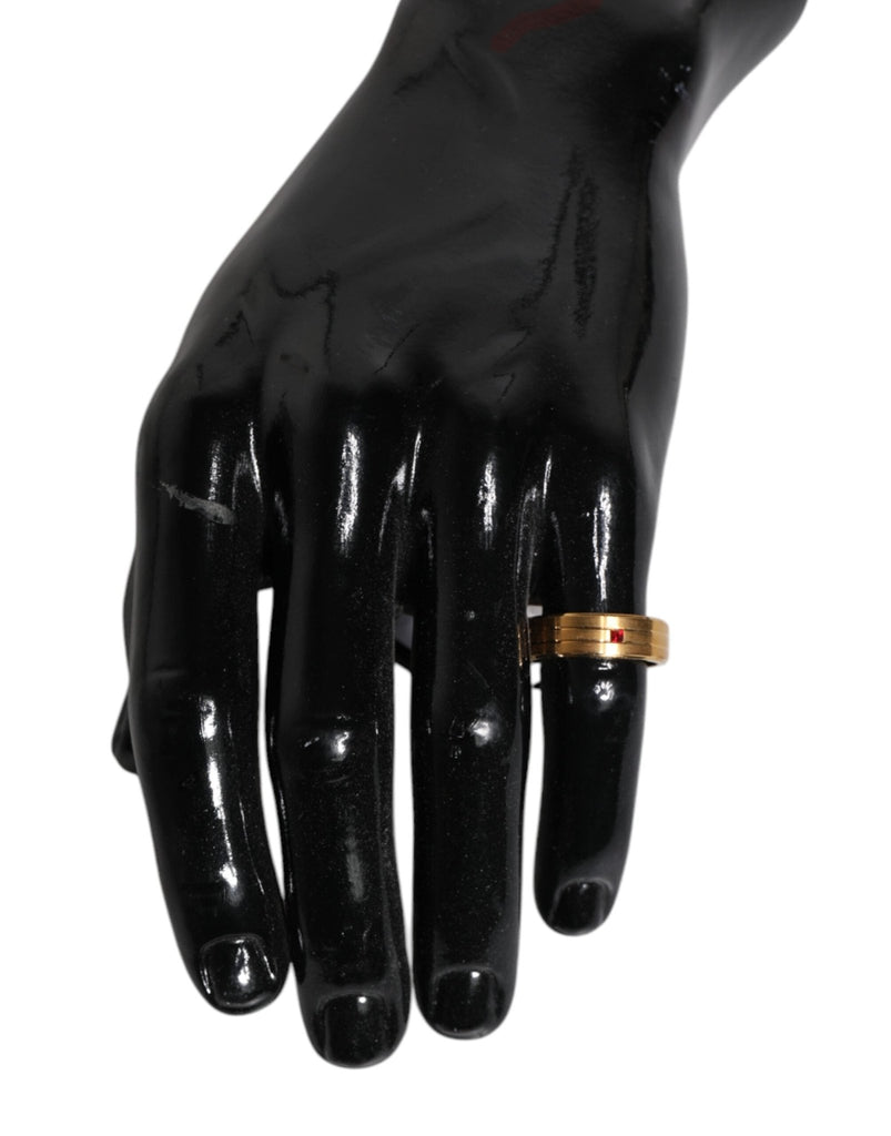 Dolce & Gabbana Gold Tone Brass Red Crystal DG Logo Ring - Beyzy Store - Dolce & Gabbana
