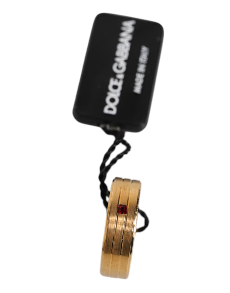 Dolce & Gabbana Gold Tone Brass Red Crystal DG Logo Ring - Beyzy Store - Dolce & Gabbana