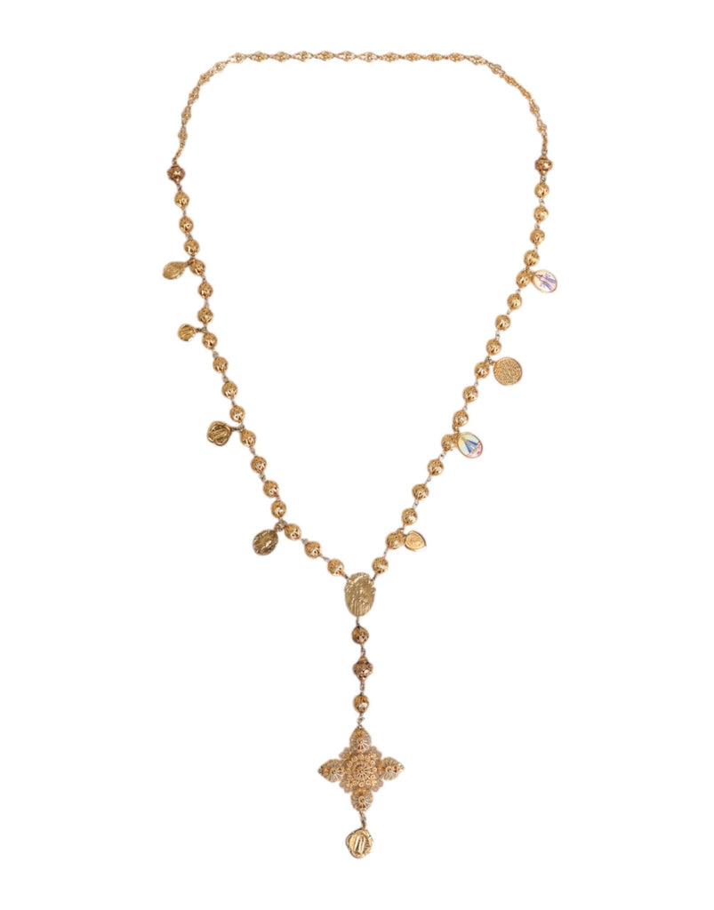 Dolce & Gabbana Gold Tone Chain Brass Beaded Statement Sicily Necklace - Beyzy Store - Dolce & Gabbana