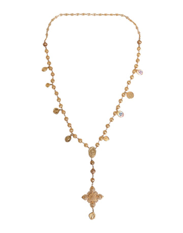 Dolce & Gabbana Gold Tone Chain Brass Beaded Statement Sicily Necklace - Beyzy Store - Dolce & Gabbana