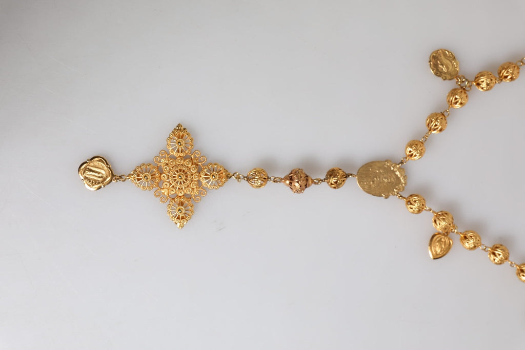 Dolce & Gabbana Gold Tone Chain Brass Beaded Statement Sicily Necklace - Beyzy Store - Dolce & Gabbana