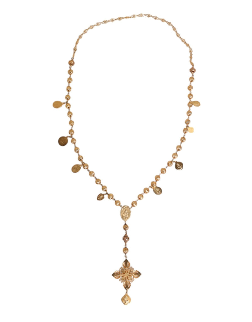 Dolce & Gabbana Gold Tone Chain Brass Beaded Statement Sicily Necklace - Beyzy Store - Dolce & Gabbana