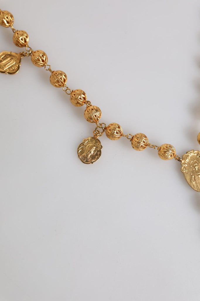 Dolce & Gabbana Gold Tone Chain Brass Beaded Statement Sicily Necklace - Beyzy Store - Dolce & Gabbana