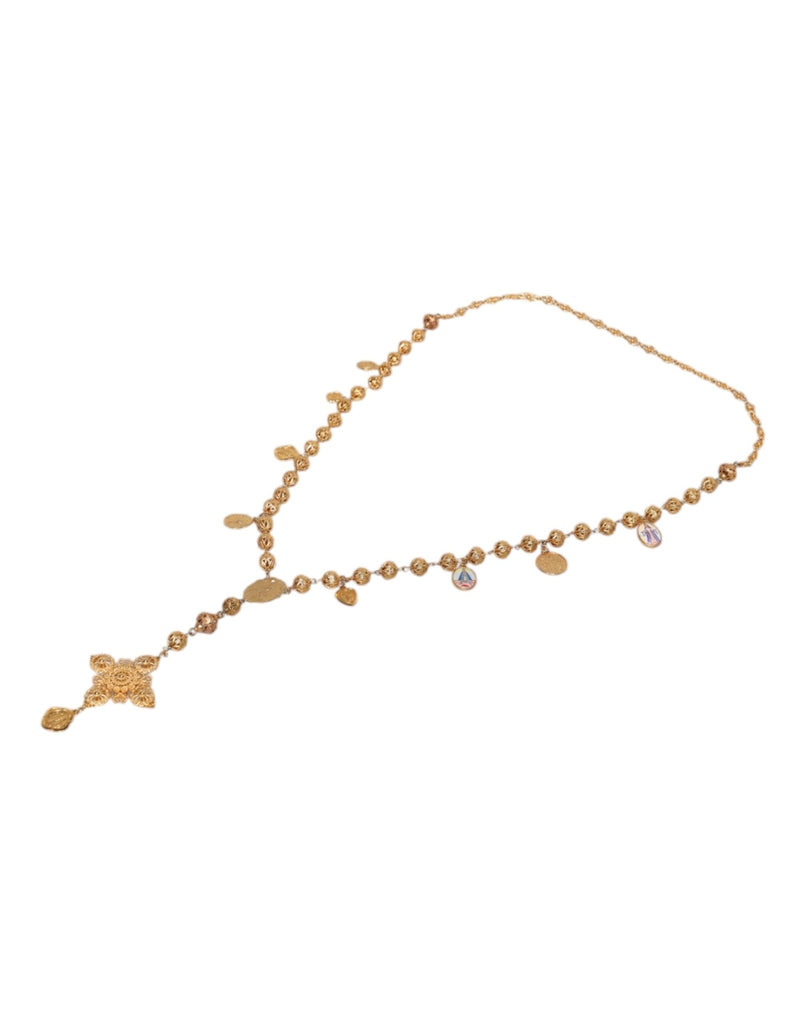 Dolce & Gabbana Gold Tone Chain Brass Beaded Statement Sicily Necklace - Beyzy Store - Dolce & Gabbana