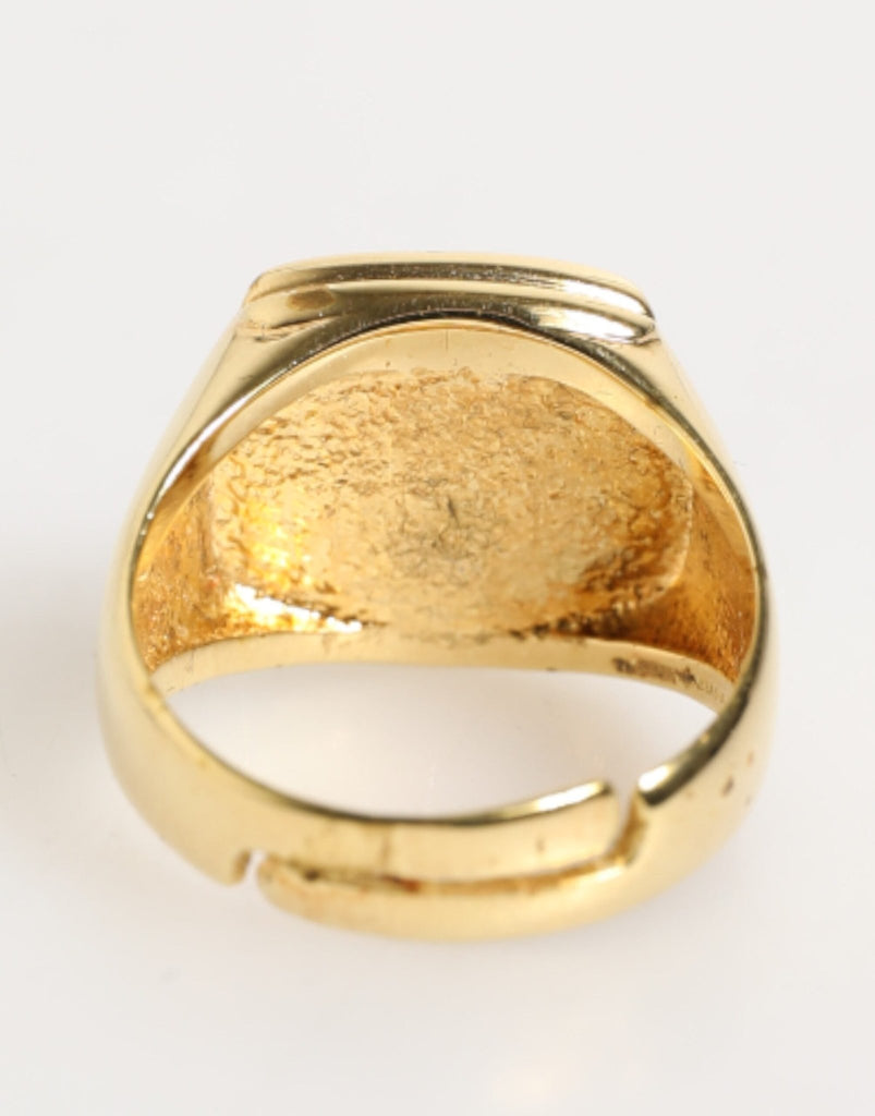Dolce & Gabbana Gold Tone Enamel Brass Signet DG Logo Adjustable Ring - Beyzy Store - Dolce & Gabbana