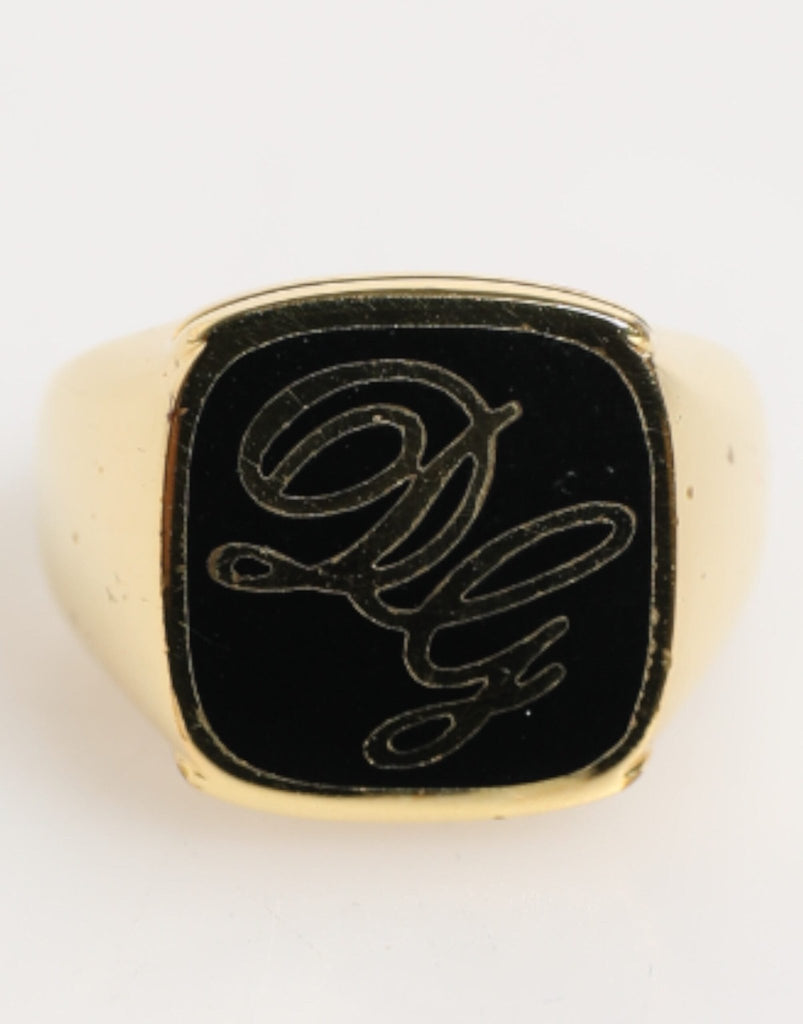Dolce & Gabbana Gold Tone Enamel Brass Signet DG Logo Adjustable Ring - Beyzy Store - Dolce & Gabbana