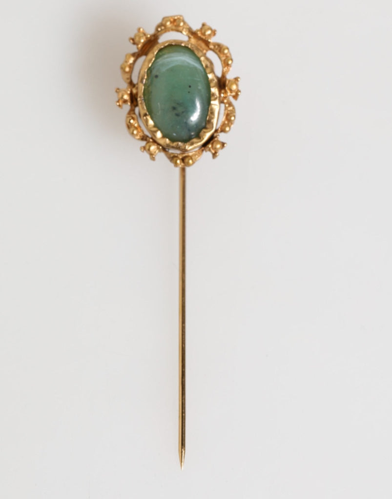 Dolce & Gabbana Gold Tone Green Stone Antique Men Accessory Brooch Pin - Beyzy Store - Dolce & Gabbana