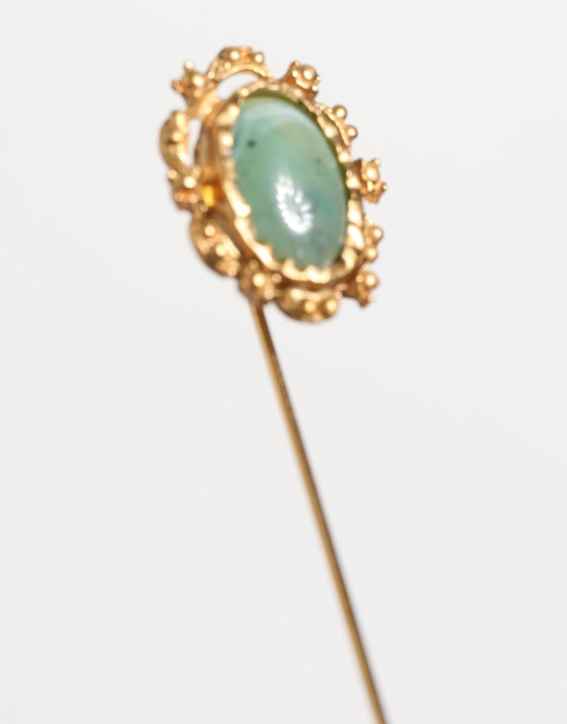 Dolce & Gabbana Gold Tone Green Stone Antique Men Accessory Brooch Pin - Beyzy Store - Dolce & Gabbana