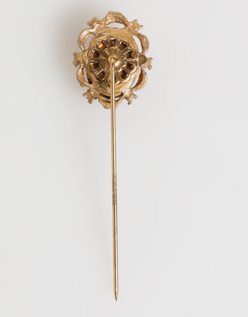Dolce & Gabbana Gold Tone Green Stone Antique Men Accessory Brooch Pin - Beyzy Store - Dolce & Gabbana