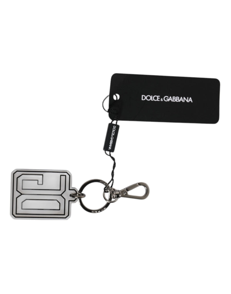 Dolce & Gabbana Gray Black DG Rubber Logo Silver Men's Keychain Keyring - Beyzy Store - Dolce & Gabbana