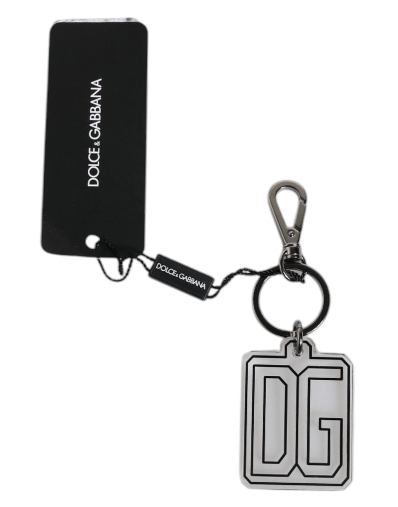 Dolce & Gabbana Gray Black DG Rubber Logo Silver Men's Keychain Keyring - Beyzy Store - Dolce & Gabbana
