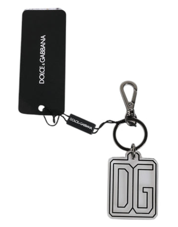Dolce & Gabbana Gray Black DG Rubber Logo Silver Men's Keychain Keyring - Beyzy Store - Dolce & Gabbana