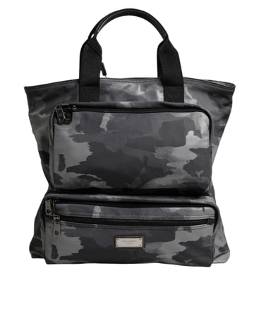Dolce & Gabbana Gray Camo Cotton Multiple Compartments Tote Bag - Beyzy Store - Dolce & Gabbana