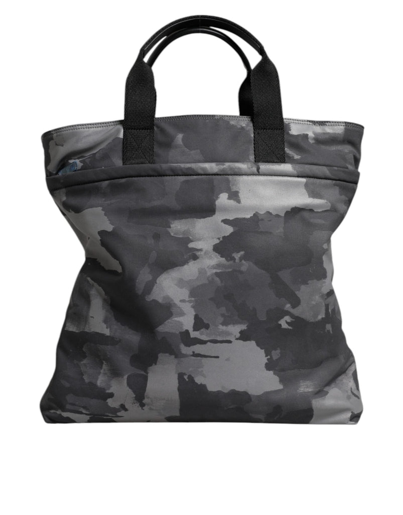Dolce & Gabbana Gray Camo Cotton Multiple Compartments Tote Bag - Beyzy Store - Dolce & Gabbana