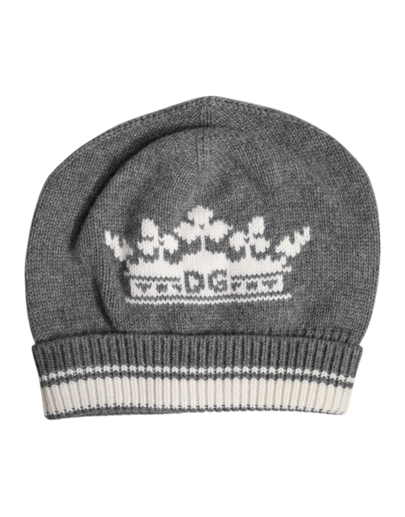 Dolce & Gabbana Gray Cashmere Knitted Winter Beanie Hat - Beyzy Store - Dolce & Gabbana