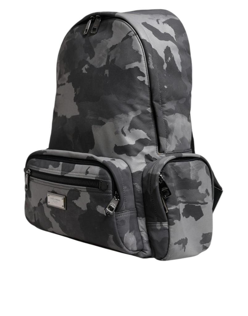 Dolce & Gabbana Gray Cotton Camouflage Logo Plaque Backpack Bag - Beyzy Store - Dolce & Gabbana