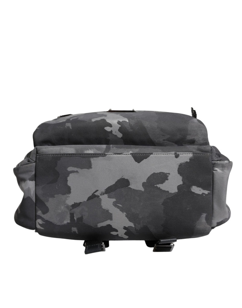 Dolce & Gabbana Gray Cotton Camouflage Logo Plaque Backpack Bag - Beyzy Store - Dolce & Gabbana