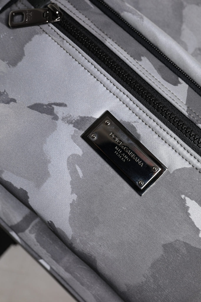 Dolce & Gabbana Gray Cotton Camouflage Logo Plaque Backpack Bag - Beyzy Store - Dolce & Gabbana