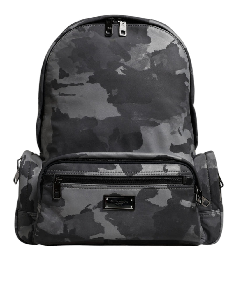 Dolce & Gabbana Gray Cotton Camouflage Logo Plaque Backpack Bag - Beyzy Store - Dolce & Gabbana