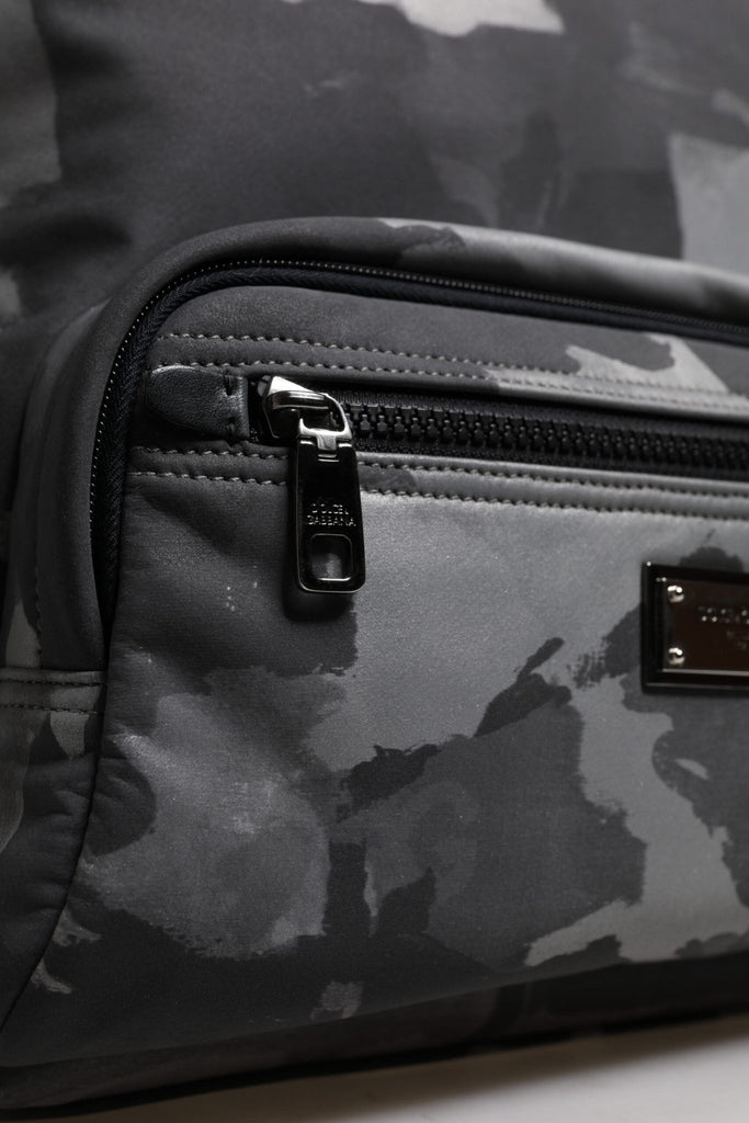 Dolce & Gabbana Gray Cotton Camouflage Logo Plaque Backpack Bag - Beyzy Store - Dolce & Gabbana