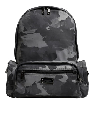 Dolce & Gabbana Gray Cotton Camouflage Logo Plaque Backpack Bag - Beyzy Store - Dolce & Gabbana