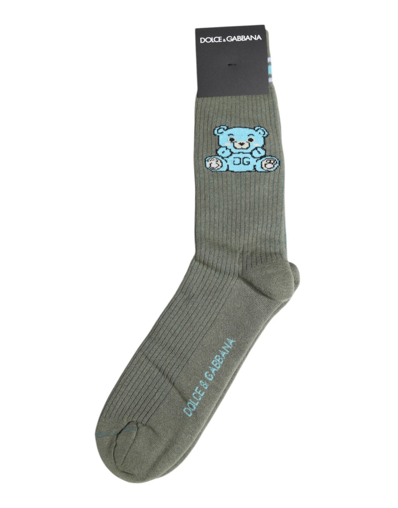 Dolce & Gabbana Gray Cotton DG Bear Mid Calf Socks - Beyzy Store - Dolce & Gabbana