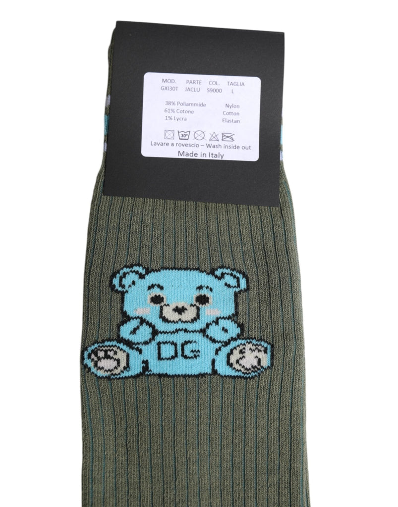 Dolce & Gabbana Gray Cotton DG Bear Mid Calf Socks - Beyzy Store - Dolce & Gabbana