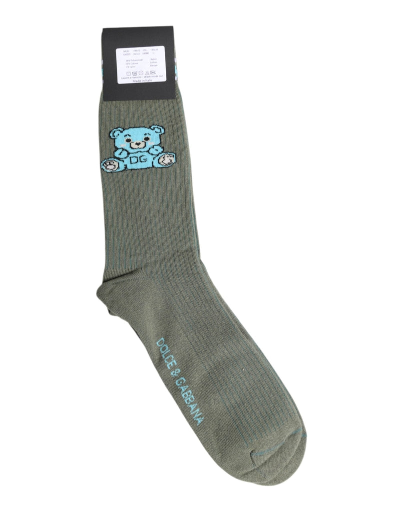 Dolce & Gabbana Gray Cotton DG Bear Mid Calf Socks - Beyzy Store - Dolce & Gabbana