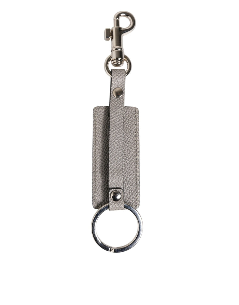 Dolce & Gabbana Gray Leather Logo Metal Ring Keychain Holder Keyring - Beyzy Store - Dolce & Gabbana