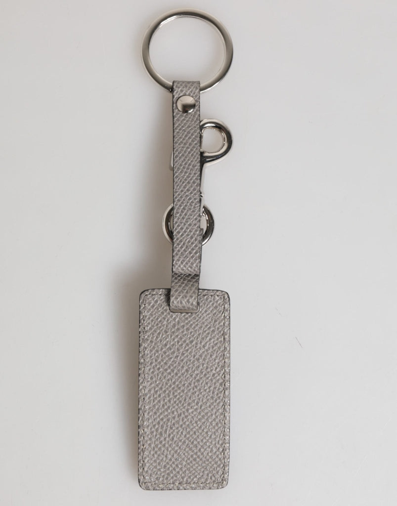 Dolce & Gabbana Gray Leather Logo Metal Ring Keychain Holder Men Keyring - Beyzy Store - Dolce & Gabbana