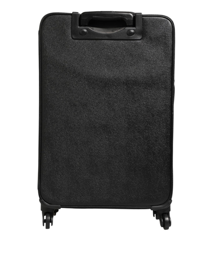 Dolce & Gabbana Gray Leather Logo Plaque Trolley Travel Wheel Men Suitcase Bag - Beyzy Store - Dolce & Gabbana