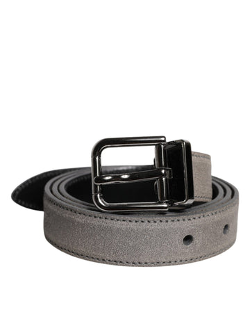 Dolce & Gabbana Gray Leather Silver Tone Metal Buckle Belt - Beyzy Store - Dolce & Gabbana