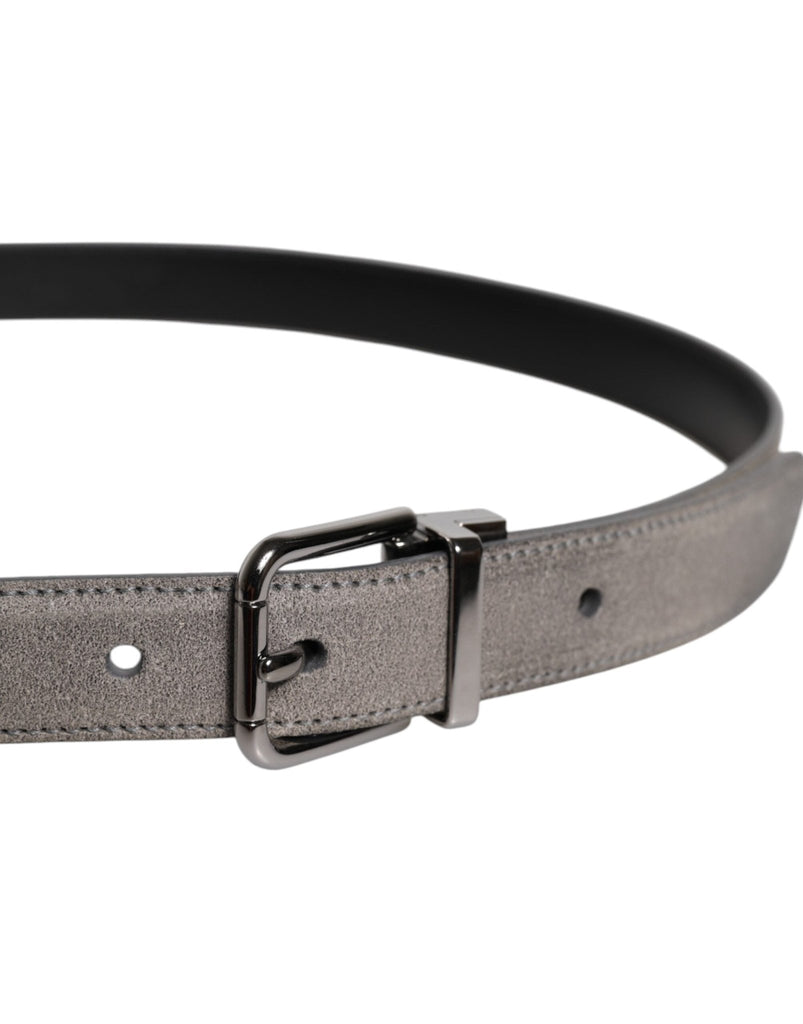 Dolce & Gabbana Gray Leather Silver Tone Metal Buckle Belt - Beyzy Store - Dolce & Gabbana