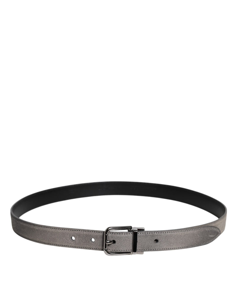 Dolce & Gabbana Gray Leather Silver Tone Metal Buckle Belt - Beyzy Store - Dolce & Gabbana