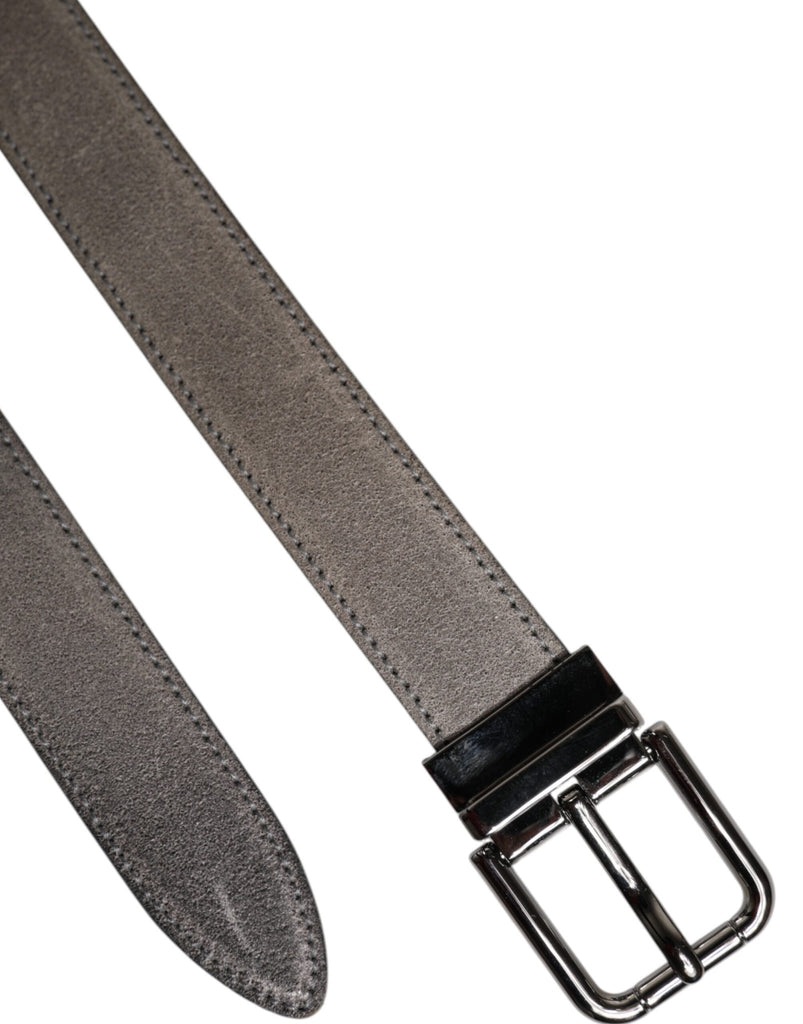 Dolce & Gabbana Gray Leather Silver Tone Metal Buckle Belt - Beyzy Store - Dolce & Gabbana
