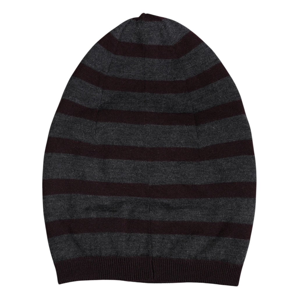 Dolce & Gabbana Gray Striped Wool Knitted Winter Beanie Hat - Beyzy Store - Dolce & Gabbana