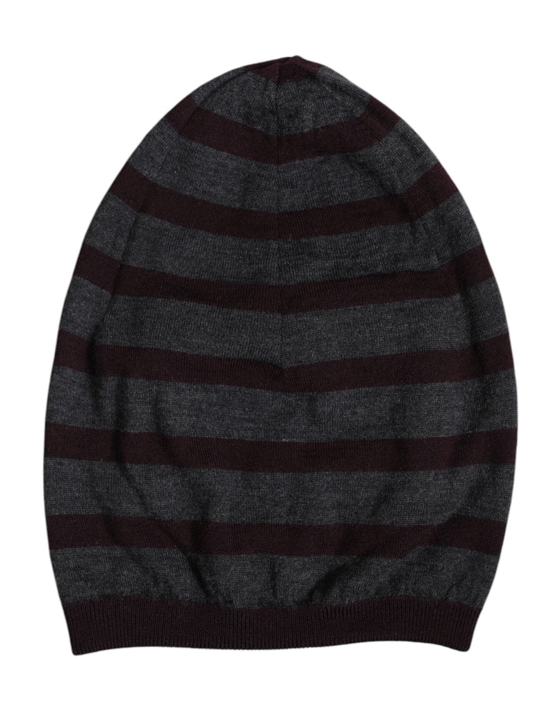 Dolce & Gabbana Gray Striped Wool Knitted Winter Beanie Hat - Beyzy Store - Dolce & Gabbana