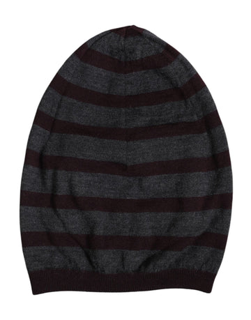 Dolce & Gabbana Gray Striped Wool Knitted Winter Beanie Hat - Beyzy Store - Dolce & Gabbana