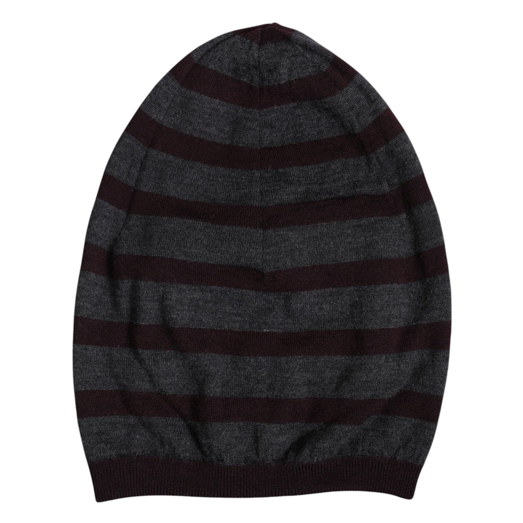 Dolce & Gabbana Gray Striped Wool Knitted Winter Beanie Hat - Beyzy Store - Dolce & Gabbana