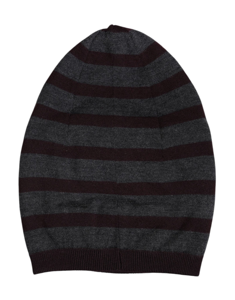 Dolce & Gabbana Gray Striped Wool Knitted Winter Beanie Hat - Beyzy Store - Dolce & Gabbana